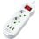 DCU Advance Tecnologic 37400102 Régua 2500W com 2x Tomadas, 2x USB-A, 1x USB-C, Cabo 2m e Proteção Infantil Branca