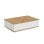Mesa de centro Catalina diseño moderno, aglomerado 18mm, 2 puertas abatibles blanco/madera