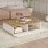 Mesa de centro Catalina diseño moderno, aglomerado 18mm, 2 puertas abatibles blanco/madera