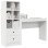 Escritorio Monstera blanco 2 en 1 con estantería modular, madera de ingeniería, compacto