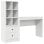 Escritorio Monstera blanco 2 en 1 con estantería modular, madera de ingeniería, compacto