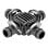 Conector en Cruz Gardena 13mm Micro-Drip, 4 salidas, Quick & Easy, 2 Unidades, Negro