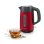 Hervidor Eléctrico 1,7L 2400W Acero Inoxidable Rojo Negro Indicador Agua Protección Sobrecalentamiento