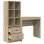 Escritorio Buck roble Sonoma compacto, 6 compartimentos, 2 cajones, tablero de partículas resistente