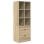 Escritorio Arnold MDF roble sonoma con estantería reversible, 6 compartimentos y 2 cajones
