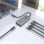 AISENS Hub USB-C 100W PD, 5 Gbit/s, Aluminium, 15cm, Grau, 4 USB-Anschlüsse