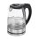 Elektrischer Wasserkocher 1,7L 2200W Glas & Edelstahl, 360° drehbare Basis, Automatischer Abschaltfunktion