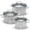 Batería de Cocina Profesional 6 Piezas Acero Inoxidable 18/10, Tapas Vidrio, Apta Inducción y Horno
