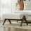 Homcom Reposapiés De Salón De Tela En Pana Con Asiento Acolchado Patas Beige