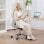 Homcom Silla De Oficina Giratoria Con Altura Ajustable Respaldo Curvado Blanco