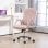 Homcom Silla De Oficina Giratoria Con Altura Ajustable Respaldo Curvado Rosa