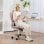 Homcom Silla De Oficina Giratoria Con Altura Ajustable Respaldo Curvado Rosa
