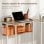 Homcom Escritorio Plegable Con Ruedas Y Estante 80x50x75 Cm Natural