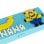 Federmäppchen für Kinder im Bananen-Design. Die Vorderseite verfügt über abnehmbare Teile zur individuellen Gestaltung.