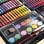 Mallette d'art en bois 180 pièces peinture huile aquarelle crayons accessoires