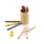 Conjunto Pixi 13 peças Escolar 6 lápis madeira 6 ceras coloridas + afiador