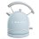 Chaleira elétrica vintage 1,8 L aço inoxidável compacta, prática 2200 W, azul.