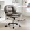 Homcom Silla De Oficina Con Piernas Cruzadas Asiento Ancho Gris Oscuro