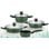 Batería de cocina Monix Forest 4 piezas acero inoxidable verde y cristal con tapa ergonómica