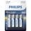 Pilha Philips LR6E4B/10 Ultra Alkaline AA 1,5V Pack 4 Sem Metais Pesados