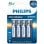 Pilha Philips LR6E4B/10 Ultra Alkaline AA 1,5V Pack 4 Sem Metais Pesados