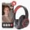 Auriculares ELBE ABT-B26-N sem fios Bluetooth para chamadas e música com rádio FM pretos e vermelhos