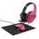 Auriculares Trust GXT 790 con cable, jack 3,5 mm, gaming, micrófono abatible, negro y rosa