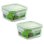 Glasslock Classic - Set De 2 Recipientes Herméticos Cuadrados De 0.5l En Vidrio Templado