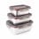 Lacor Ecoinox - Lote De 3 Recipientes Rectangulares De 0.8l, 1.2l Y 1.8l En Acero Inox. Apto Microondas