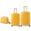 Conjunto de malas Benzi Bz5827am-60/50, composto por 2 malas rígidas expansíveis em ABS e necessaire, tamanho cabine 50cm e médio 60cm, 4 rodas duplas, fechadura de combinação, cor amarela.