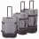 Conjunto de malas Benzi BZ5850G de 3 peças, com laterais flexíveis, 2 rodas, tamanhos: cabine 50cm, média 60cm, grande 70cm, pega telescópica, cinzento.