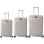 Conjunto de malas Benzi BZ5819G, 3 peças, malas rígidas expansíveis em polipropileno (PP), tamanho cabine 55cm, média 60cm, grande 70cm, 4 rodas duplas, fechadura de combinação, cinzento.