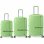 Conjunto de malas Benzi BZ5827V, 3 peças, expansíveis, rígidas, em ABS, com compartimentos de 50 cm (médio), 60 cm (grande) e 70 cm, 4 rodas duplas, fechadura de combinação, verde.