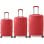 Conjunto de malas Benzi BZ5827R, 3 peças, estrutura rígida expansível em ABS, tamanhos de cabine 50cm (médio), 60cm (grande) e 70cm, 4 rodas duplas, fechadura de combinação, vermelho.