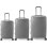 Conjunto de malas Benzi BZ5827G, 3 peças, estrutura rígida expansível em ABS, tamanho de cabine 50cm, médio 60cm, grande 70cm, 4 rodas duplas, fechadura de combinação, cinzento.