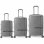 Conjunto de malas Benzi BZ5827G, 3 peças, estrutura rígida expansível em ABS, tamanho de cabine 50cm, médio 60cm, grande 70cm, 4 rodas duplas, fechadura de combinação, cinzento.