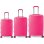 Conjunto de malas Benzi BZ5827RS, 3 peças, estrutura rígida expansível em ABS, tamanhos de cabine 50cm (médio), 60cm (grande) e 70cm, 4 rodas duplas, fechadura de combinação, rosa.