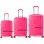Conjunto de malas Benzi BZ5827RS, 3 peças, estrutura rígida expansível em ABS, tamanhos de cabine 50cm (médio), 60cm (grande) e 70cm, 4 rodas duplas, fechadura de combinação, rosa.