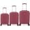 Conjunto de 3 malas rígidas expansíveis Benzi BZ5823GT: cabine 50cm, média 60cm, grande 70cm, com 4 rodas duplas, fechadura de combinação, cor bordeaux.