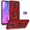 Funda para móvil Max Power Digital Anillo Giratorio Silicona y Policarbonato Roja Antideslizante para Xiaomi Redmi 9