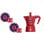 Italienischer Espressokocher Bialetti 0005317 3 Tassen blau rot Aluminium mit Tassen