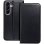 Funda COOL Flip Cover Liso Preto Couro Sintético Proteção 360 graus para Samsung A376 Galaxy A37 5G