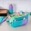 Estuche Portatodo Triple Milan Sunset Turquesa con 4 Cremalleras