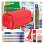 Borsa Triple Officebox Colepack Pro Rosso Corallo con Materiale Scolastico Incluso