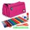 Estuche Escolar Portatodo Cuadruple Grafoplas Bits and Bobs Magenta con 36 Utensilios