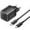 Cargador de Pared GaN Vention 2xUSB-C 45W + Cable USB-C 1m Negro