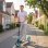 Homcom Patinete Plegable +14 Años Con Manillar Ajustable Azul Cielo Y Negro