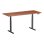 Mesa Kimex 150-2618K3W Motorizada 180x75 cm Nogueira Bordas Arredondadas Base Preta