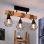 Lámpara Colgante Autrucker Estilo Granja 3 Luces Madera Metal E27