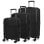 Dam Juego De 3 Maletas Trolley, En Material Ligero Pp Resistente A La Rotura. Cerradura Tsa Numérica, 4 Ruedas Dobles Giratorias 360°. 50x28x74,5 Cm. Color: Negro